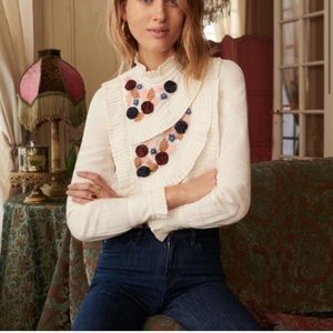 Sezane x Manoush Andrea Linen Blend Blouse Size 36